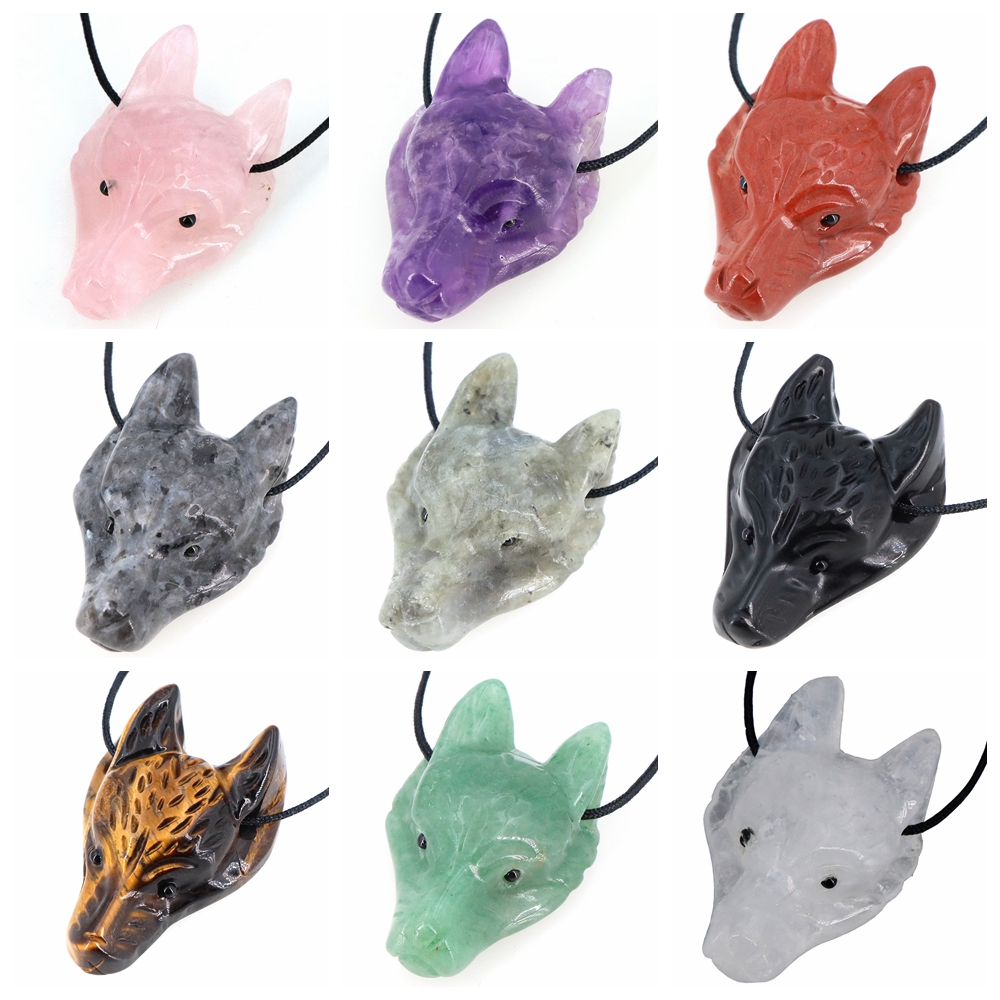 40mm cabeça de lobo pingente d - Jewelry Making Gemstones avaliação e preço